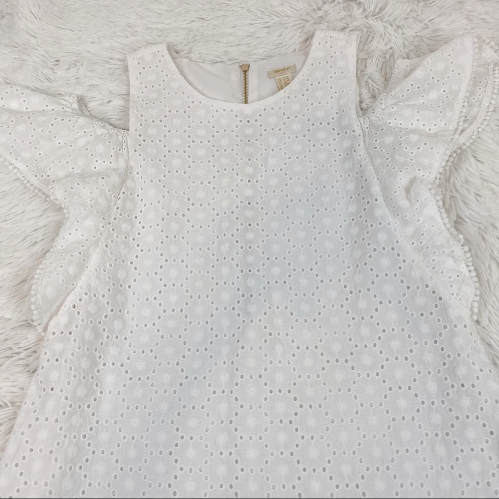 Forever 21 cold shoulder eyelet a-line dress white - Picture 2 of 8